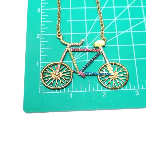 Bicycle Rhinestone Gold Tone Pendant - Picture 8 of 11